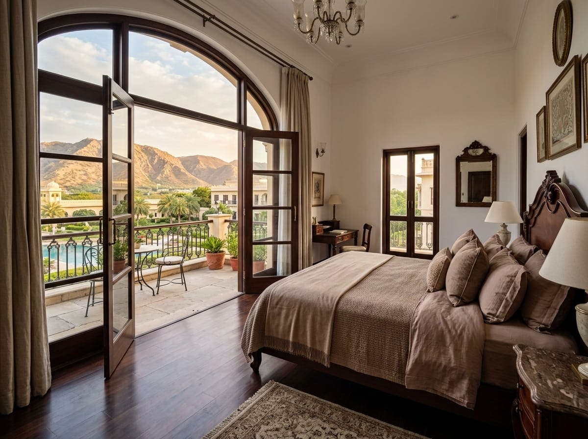 The Kesari Bagh Luxury Aravalli Facing Pool View Suite with private terrace
